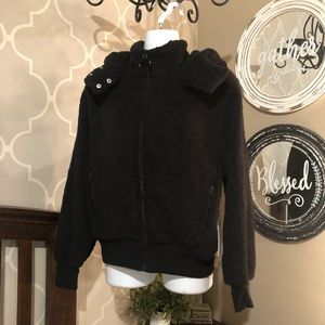 Warm fuzzy zip up sweater jacket